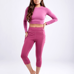 Mid-Rise Capri Fitness Leggings with Side Pockets