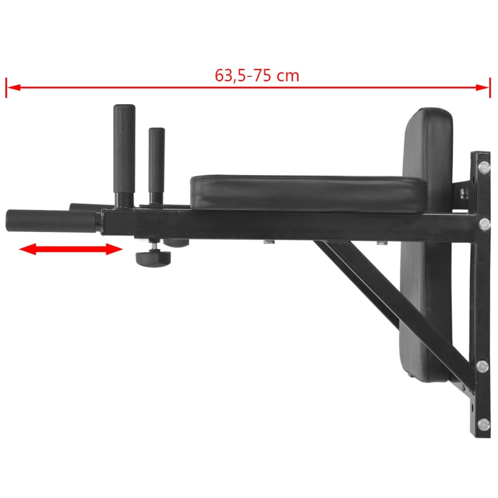 Wall-mounted Fitness Dip Station in Black