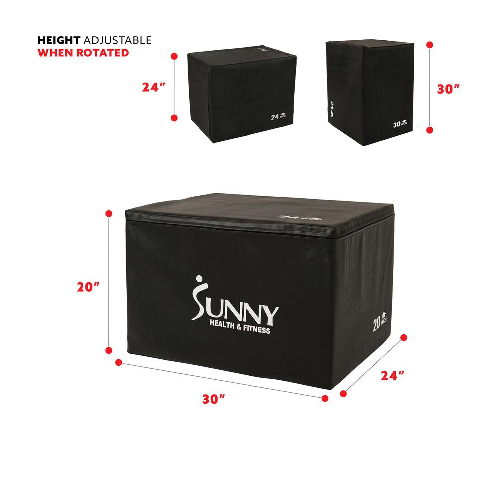 Foam Plyo Box, 440lb Weight Capacity with 3 in 1 Height Adjustment - 30"/24"/20" for Plyometric Training and Conditioning