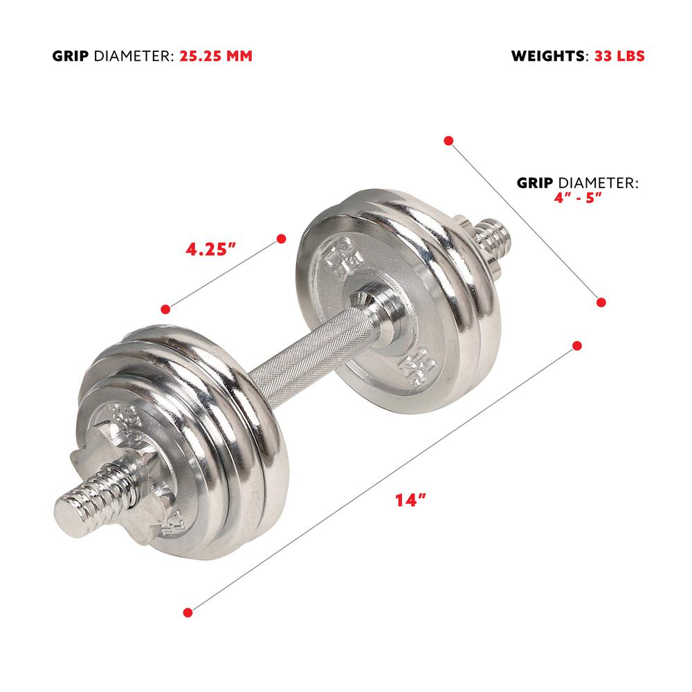 33 lbs Dumbbell Chrome Set