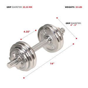 33 lbs Dumbbell Chrome Set