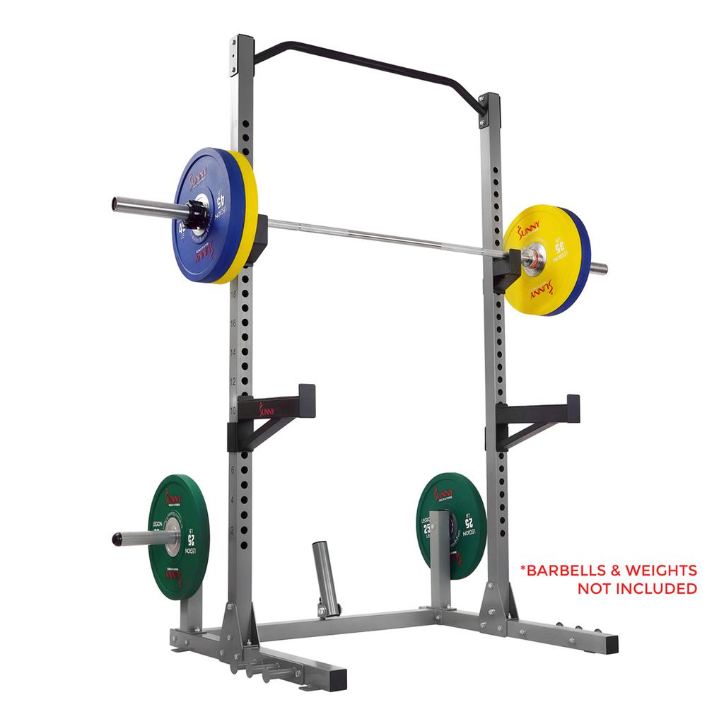 Power and Squat Rack with High Weight Capacity, Olympic Weight Plate Storage and 360° Swivel Landmine and Power Band Attachment