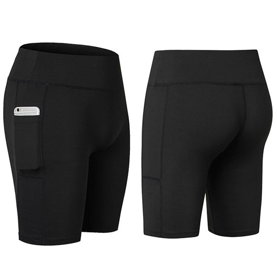 Stretchable Yoga Shorts With Phone Pocket