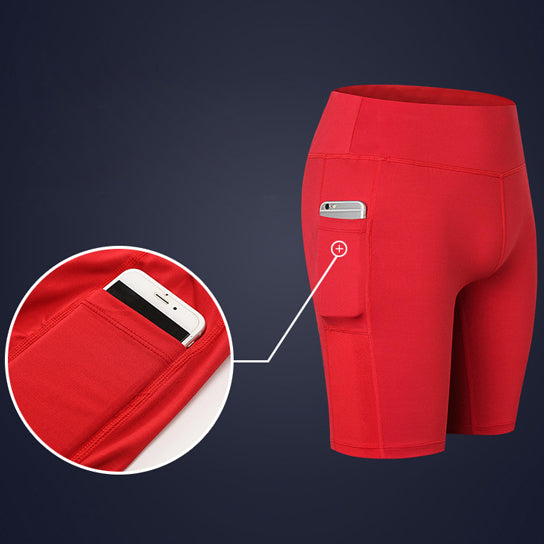 Stretchable Yoga Shorts With Phone Pocket