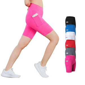 Stretchable Yoga Shorts With Phone Pocket