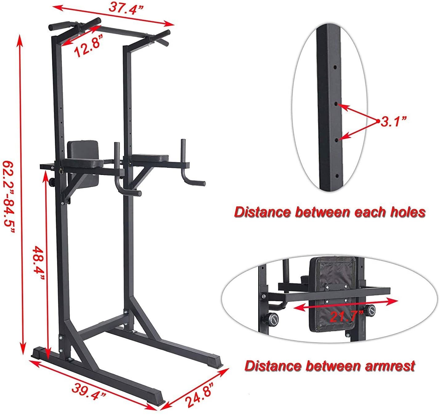 Power Tower Pull Up Strength Training Dip Stand Station